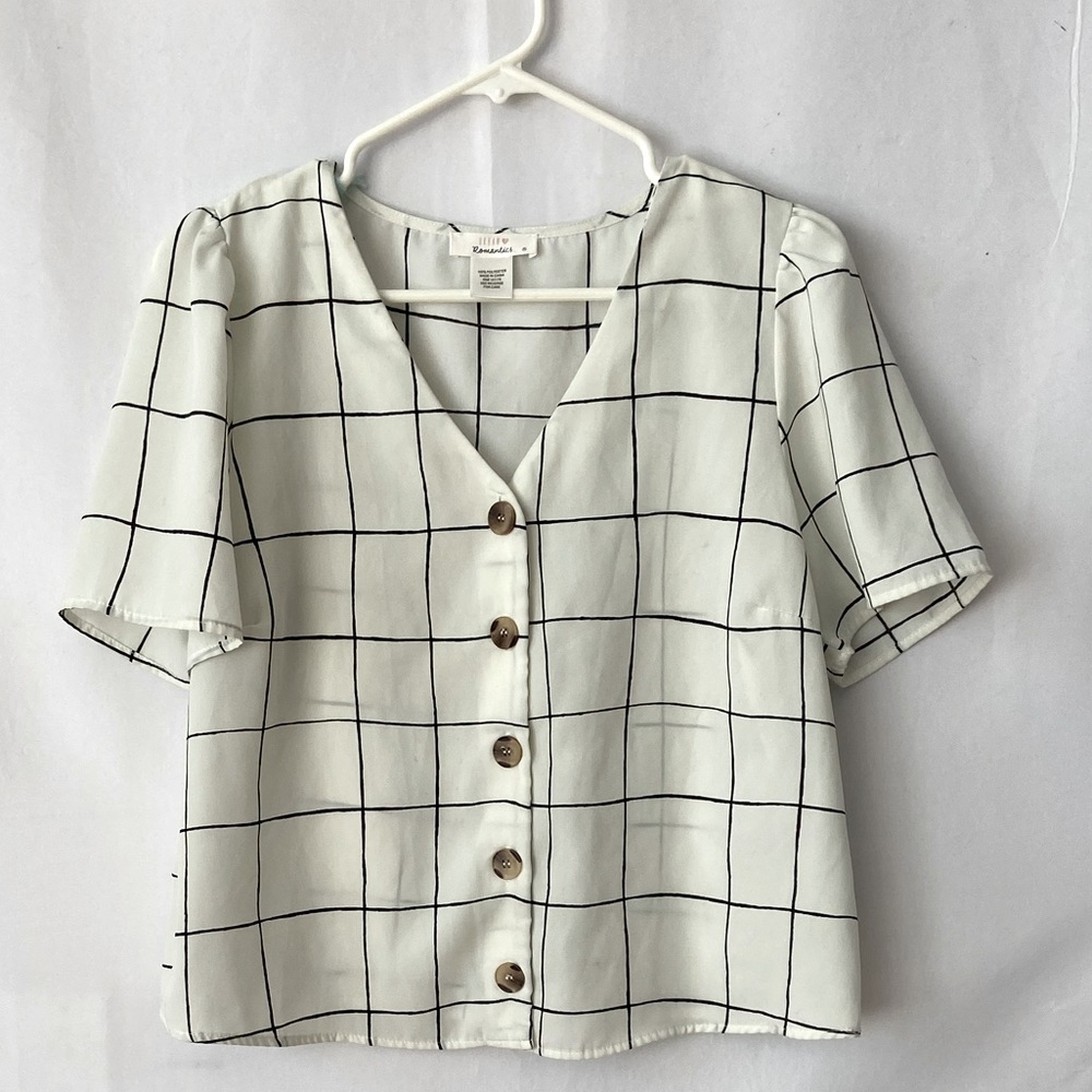 Boho Short Sleeve Black and White Top